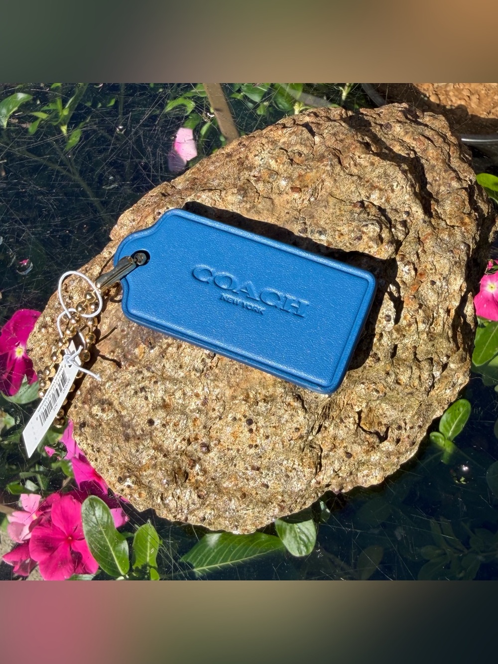 NWT Coach Medium Blue Leather Hangtag, 2¼” x 1¼”